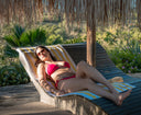 Honëlo’s timeless triangle bikini top. Comfortable, adjustable, and designed for endless beach days.